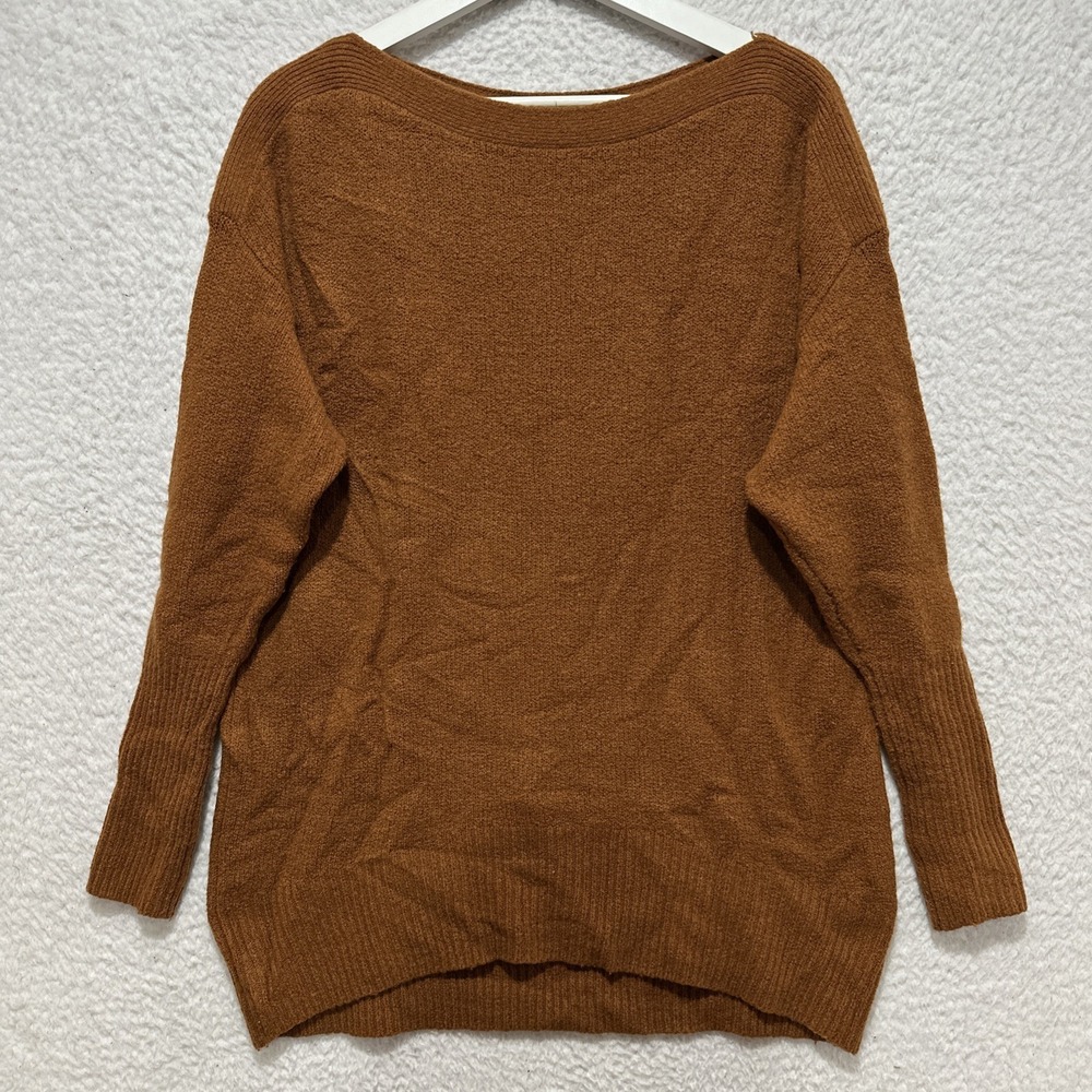 Anthropologie Women's S Burnt Orange Merino Wool Blend Knit Sweater‎ Oversized